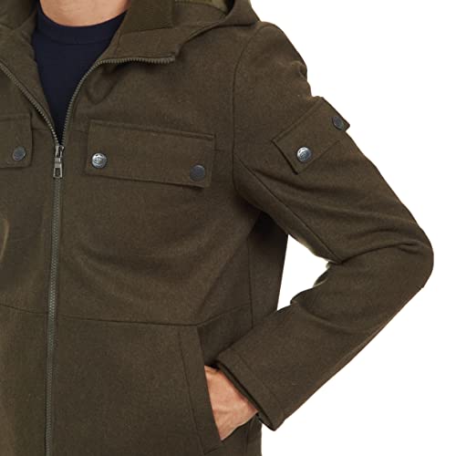 Image of mens Wool Blend Zip Front Hooded Jacket