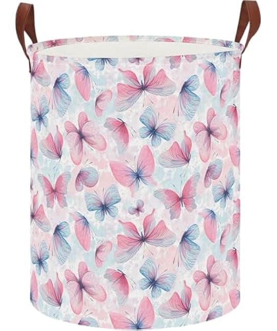 CLOCOR Collapsible Round Storage Bin/Large Storage Basket/Clothes Laundry Hamper/Toy Storage Bin (Love Elephant)