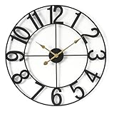 Sorbus 24-Inch Large Wall Clock – Decorative Black Metal Clock with Gold Hands – Silent, Battery Operated, Modern Wall Decor for Living Room, Kitchen, or Office – Great Gift for Housewarming or Office