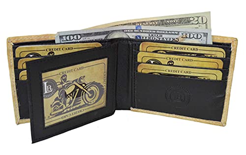 Leatherboss Men's Stylish Printed Motorcycle Biker Bifold Credit Card Cash Holder Wallet with Gift Box for Men3