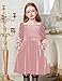 Arshiner Toddler Velvet Dress Smocked Puff Long Sleeve Cute Pink Princess Valentine Party Dresses for Girls 5-6 Y