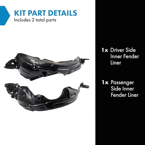 Image of TRQ Inner Fender Liner Set Compatible with 2007-2011 Toyota Yaris TO1250120 TO1251119