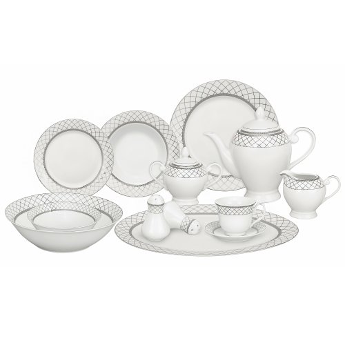 Lorren Home Trends 57-Piece Porcelain Dinnerware Set Cover