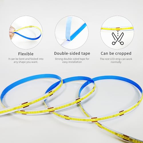 Yeewhale 100FT002 Cob Led Strip Lights 100Ft,6000K Dc 24V Dimmable White Flexible Led Rope Lights For Bedroom,With Remote And App Control Led Lights Strip thumb #5