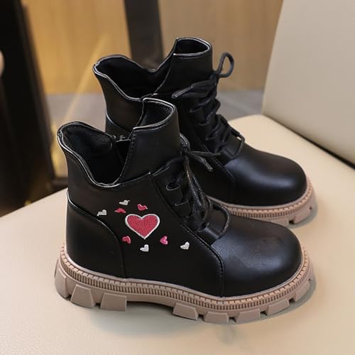 IWIHMIV Winter Shoes for Baby Girls Casual Round Toe Platform Low Chunky Heel Booties Side Zipper Leather Toddler Dress Boot3