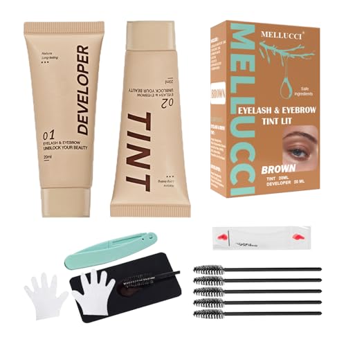 MELLUCCI Brown Lash and Brow Color Kit Waterproof Eyelash Color with Natural Effects Gentle & Safe for Salon and Home Use