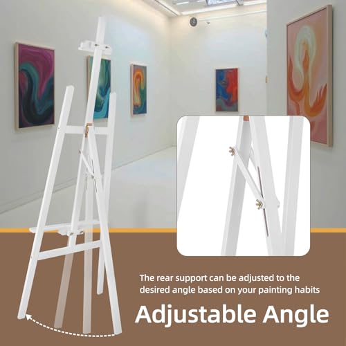 Image of Falling in Art Adjustable Wooden Easel Stand for Painting&Display, White