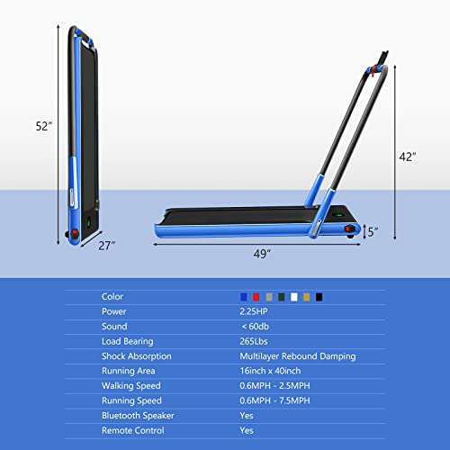 Image of Foldable Treadmills for Home, 2 in 1 Walking Pad Portable Folding Under DeskTreadmills with Walk and Jog & Run Modes for Office Treadmil