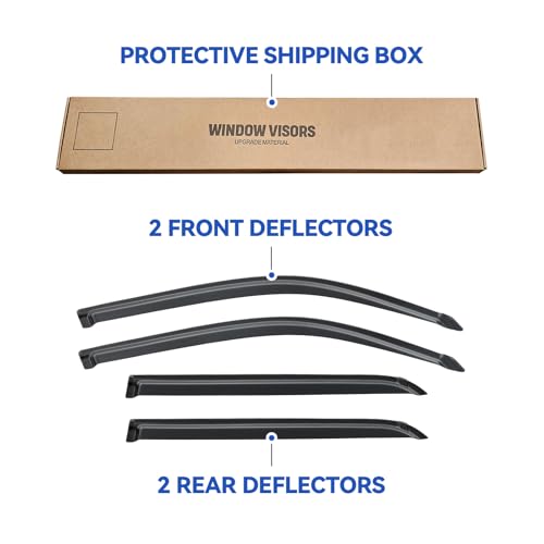Image of Window Visors Rain Guards Shield for 2001-2007 Toyota Sequoia, Out-Channel Window Vent Wind Deflectors Visors Shades for 01-07 Sequoia