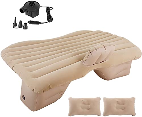 QARB Premium Car Air Mattress|Car Inflatable Bed with Pump & 2 Air Pillow|Quick Inflatable Back Seat Bed|Travel,Trips,Camping,Picnic,Pool & Beach|Universal Fit (Cream)