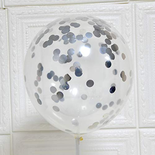 Image of Party Balloons 12inch 50 Pcs Latex Confetti Balloons Birthday Balloons Party Decoration Wedding Baby Shower Christmas Party-Confetti Silver