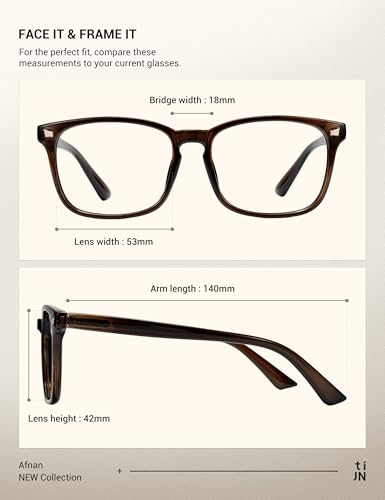 TIJN Blue Light Blocking Glasses for Women Men Clear Frame Square Nerd Eyeglasses Anti Blue Ray Computer Screen Glasses