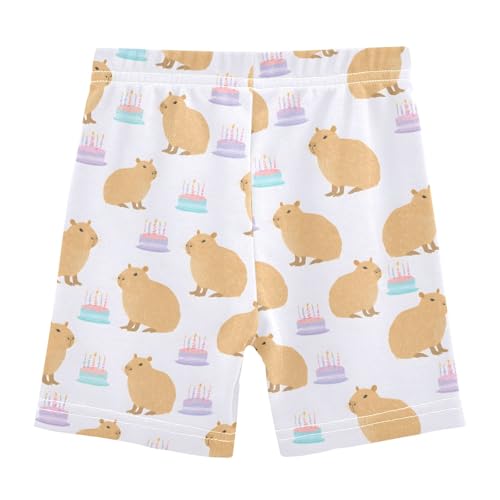 Capybara Birthday Cake Girls Shorts Elastic Waist Sports Shorts Girls Leggings Pants for 4-10 Years2