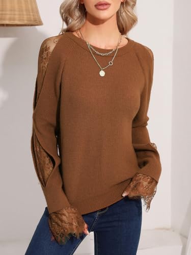 Women's Lace Sleeve Knit Sweater for Spring3