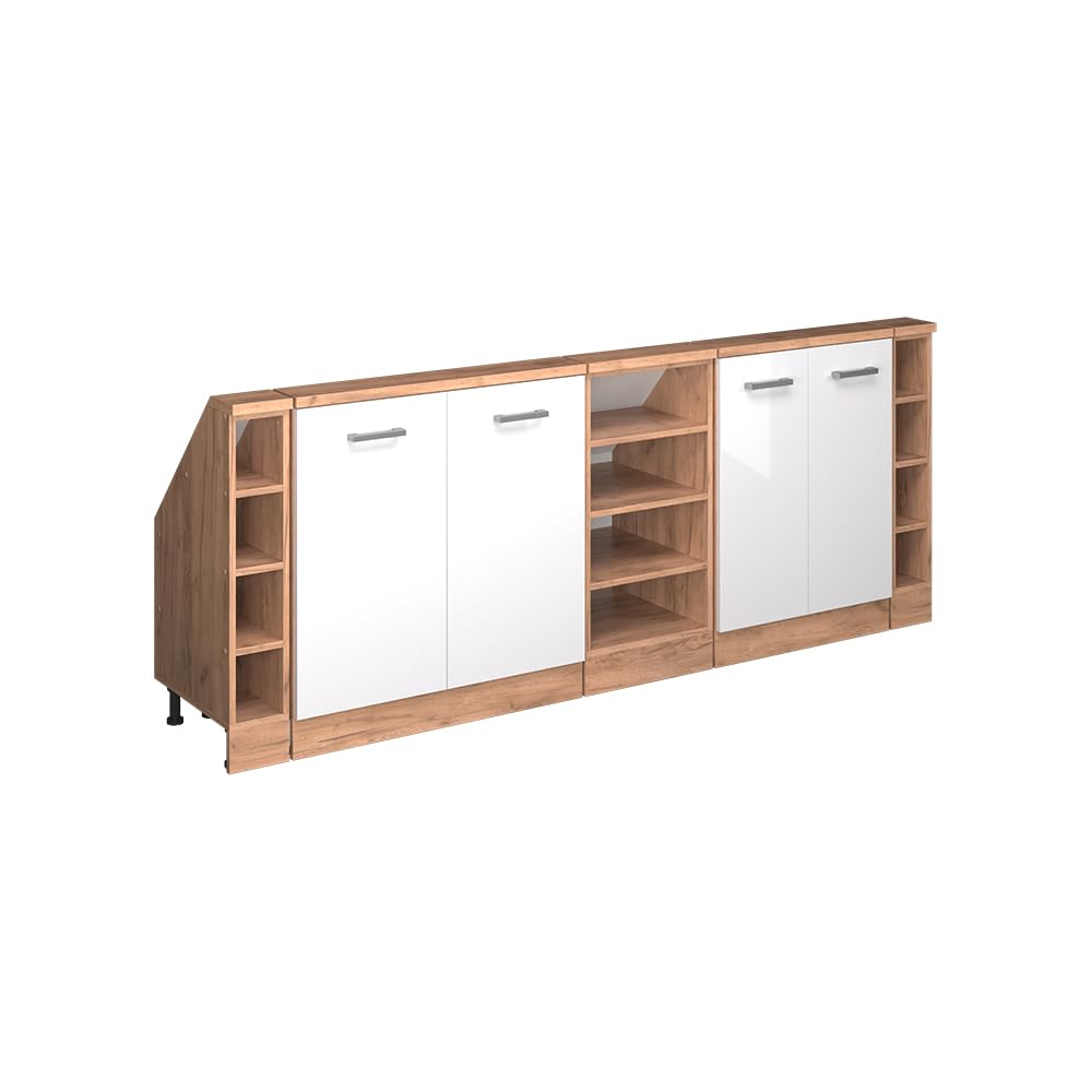 Vicco Ensembles de Meuble de Rangement sous Pente Rion, Blanc Haute Brillance, Lot de 5, adapté au Rangement Peu encombrant sous Les toits en Pente