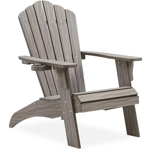 Image of Psilvam Oversized Adirondack Chair with Cup Holder (1pc, Light Gray)