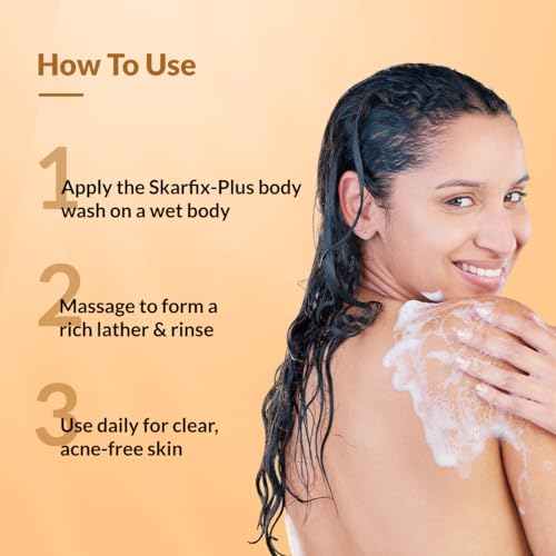 Image of Fixderma Skarfix Plus Brightening Body Wash with 4% Actives (Kojic Acid, Niacinamide Acid, & Vitamin E) | Skin Brightening Body Wash Shower Gel Women & Men | For Hyperpigmentation & Acne Marks - 200ml