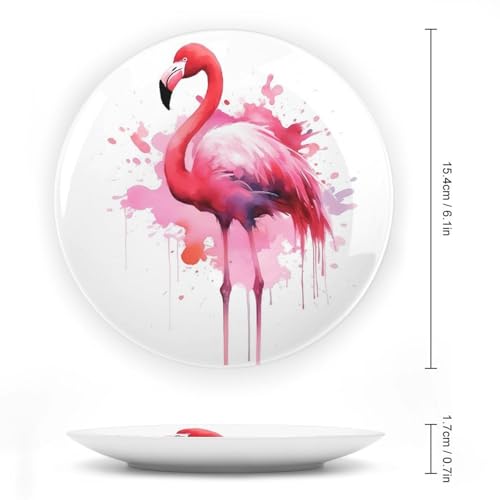 Plato decorativo de porcelana fina estilo chino Flamingo 6 pulg miniatura 2
