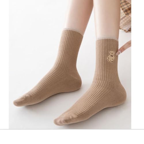 6 Pair Womens Cute Cotton Socks Funny Bear Japanese Casual Athletic Ankle Crew Socks For Women 6