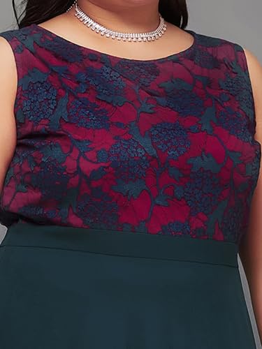 Image of Miss Chase A+ Women's Round Neck Sleeveless Georgette Floral Lace Fit & Flare Maxi Dress