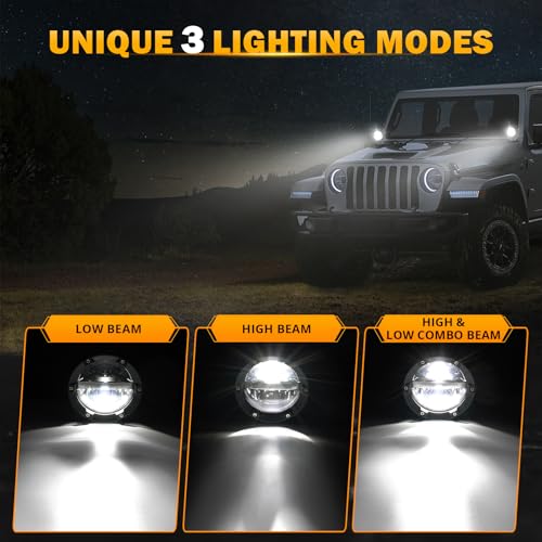 Image of Auxbeam 100W Round LED Light Pods 4 Inch with Hi /Lo /Combo Beam, Road Round Lights Waterproof, LED Offroad Light Pod for Truck 4WD SUV ATV UTV (Pack of 2)