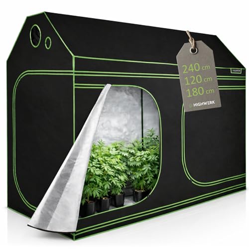 HIGHWERK Growzelt 240 x 120 x 180 cm | MyHomeGrow Grow Tent, Grau...