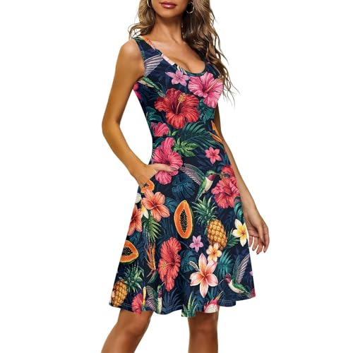 Image of TOADDITDO Womens Summer Sleeveless Tank Dress with 2 Side Pockets XS-4XL Plus Size