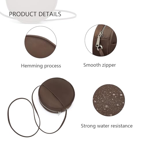 Image of Circle Crossbody Bag for Women NYLON Circle Purse with Zipper Adjustable Knot Shoulder Straps