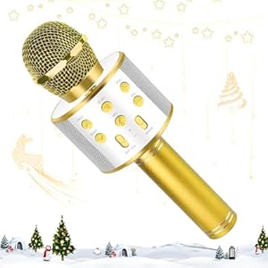 KEWUZY Drahtloses Bluetooth Mikrofon Karaoke, Mikrofon Kinder, Spielzeug Kinder, 5 in 1 KTV Karaoke Maschine Ab 3 4 5 6 7 8 9 10 11 12 Kind Geburtstag Geschenke