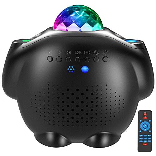 FitFasting LED Sternenhimmel Projektor mit Stimmenkontrolle, 3 in 1 Galaxy Light,Wassermuster Mond Stern Projektor Funkeln Sie im Takt der Musik für Kinder Erwachsene,Party Geburtztag Umgebungslichter Cover