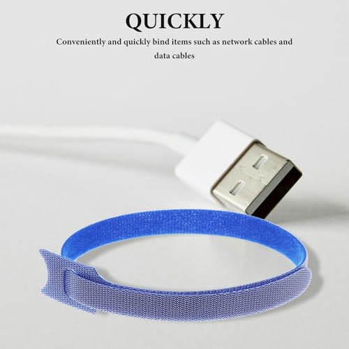 jojofuny 100pcs Reusable Cable Straps and Cord Wraps Hook and Loop Fastener, Small Zip Ties for Electronics and Appliance Cord Management, Blue Self-adhesive Cable Organizer under Desk miniatura 6