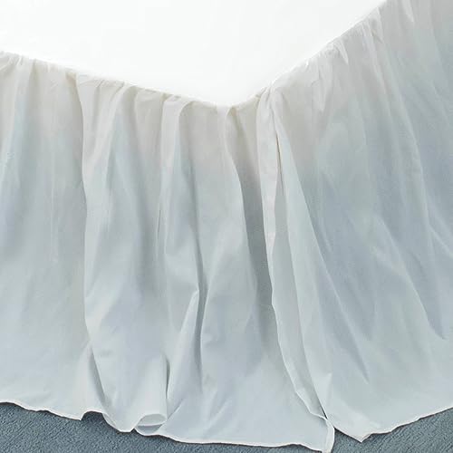 Image of Bed Skirt King Size 22 Inch Drop Ruffled Bed Skirt with Split Corners | Bed Skirt with Platform, Soft and Stylish 100% Microfiber, White