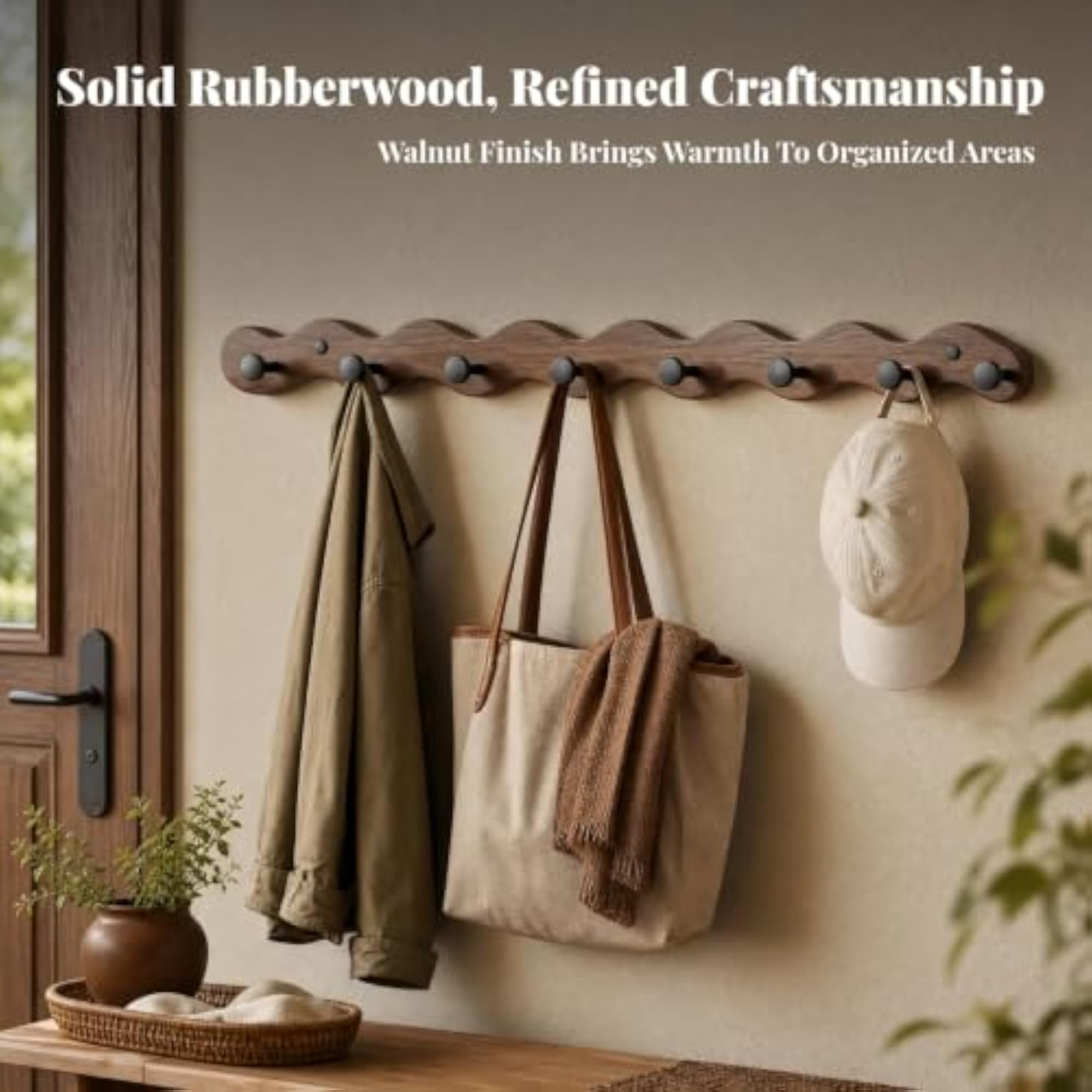 Wave-Shaped Wall Coat Rack