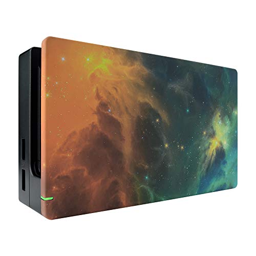 eXtremeRate Custom Soft Touch Grip Faceplate for Nintendo Switch Dock, Orange Star Universe Patterned DIY Replacement Housing Shell for Nintendo Switch Dock - Dock NOT Included