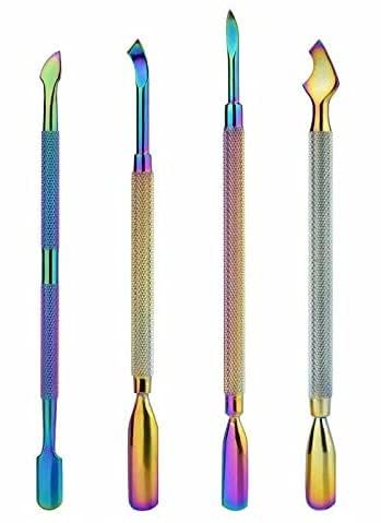 Cuticle Pusher and Spoon Nail Cleaner - Professional Grade Stainless Steel Cuticle Remover and Cutter - Durable Manicure and Pedicure Tool - for Fingernails and Toenails
