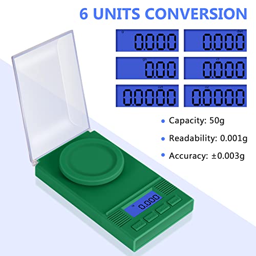 Fuzion Milligram Scale 50G/ 0.001G, Portable Mg Scale With Lcd Backlit, Tare, Digital Jewelry Scale, Microgram Scale For Powder Medicine, Gold, Gem, Reloading, Batteries Included #TOP1