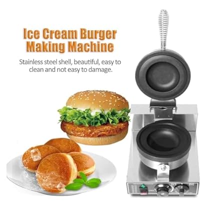 Elektrische Burgermaschine, Panini-Presse, Eiscreme-Brioche-Burgermaschine, Antihaftplatte mit unabhängiger Temperaturregelung, geeignet für Bäckereien und Restaurants – Bild 3