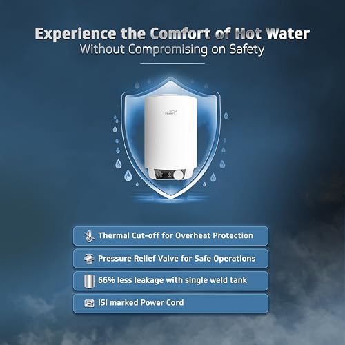 Image of V-Guard Zio 10 Litre Water Heater for Home | BEE 5 Star Rating | Advanced Multi-layered Safety | Suitable for Hard Water & High-rise Buildings | White