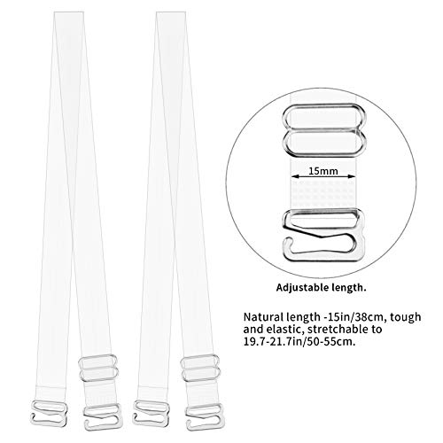 Lystaii 4 Pair Clear Bra Straps Invisible Transparent Shoulder Bra Strap Replacement2