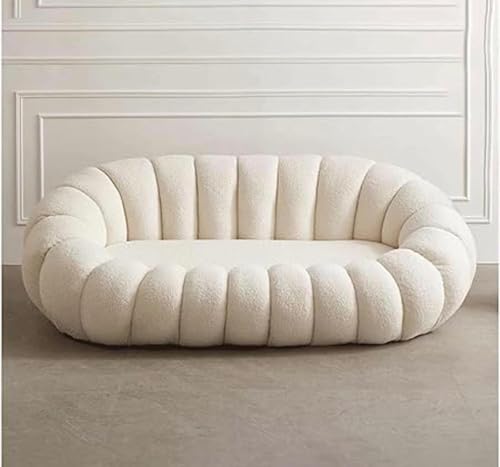 Image of Pumpkin Style Wooden Sofa, Contemporary Modern & Cozy Accent Chair for Living Room (Beige, Two Seater)