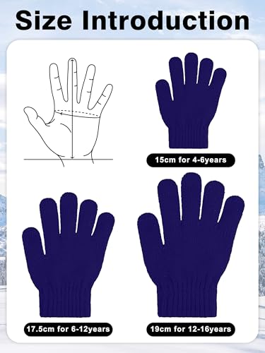 Image of Cooraby 3 Pairs Kid's Winter Gloves Thick Warm Knitted Gloves Children Cold Weather Gloves