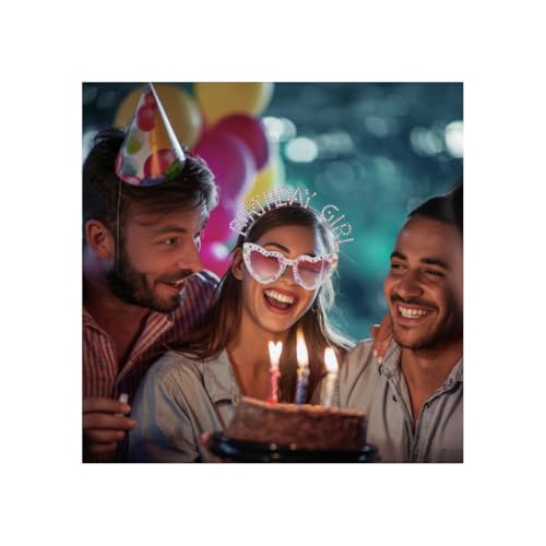 Image of Birthday Girl Crown & Sash & Sunglass for Women Girl, Headband for Princess Happy Birthday Party Decorations Favors