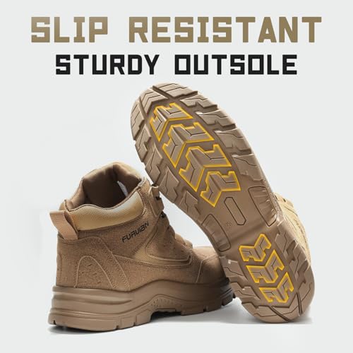 Furuian Steel Toe Boots for Men Women Comfortable Lightweight Work Boots for Men Slip Resistant High Top Steel Toe Safety Shoes Puncture Proof Indestructible Construction Shoes4