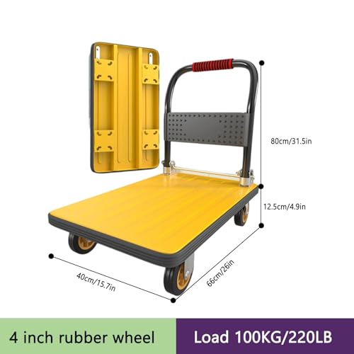 Carretilla plegable 66x40 cm capacidad 100kg con ruedas de goma miniatura 2