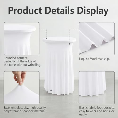 ArtSocket Cocktail Table Covers, Ruffle Skirt, 2-Pack, Spandex White by ArtSocket - Used condition - Image 4