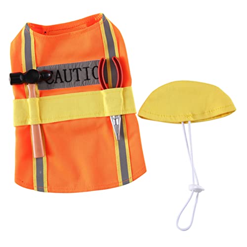 Disfraz para perro con diseño de ingeniero naranja talla XL