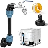 IBC Tank Zubehör Auslaufhahn - IBC Container Zubehör Wasserhahn 3/4 Zoll, IBC Tank Schwanenhals Adapter für 1000L Regenwassertank