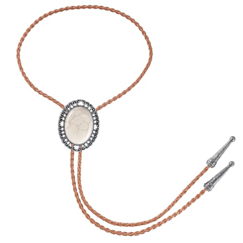 Image of GelConnie Native American Bolo Tie Rodeo Cowboy Leather Necktie Western Necklace Costume Accessories for Men,Women