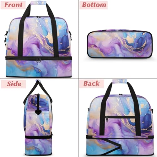 Large Weekender Overnight Bags Colorful Abstract Marble Texture Travel Duffel Bag for Women Men Gym Bag With Shoe Compartment Foldie Travel Tote Bag Carry On Personal Item Bag for Travel Gym Sports3