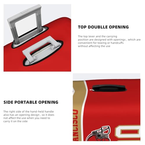 Image of Custom San Francisco Luggage Cover Personalized Football Style Suitcase Cover with Name Number Customized Washable Elastic Sports Travel Suitcase Protector for Business Vacation Gifts